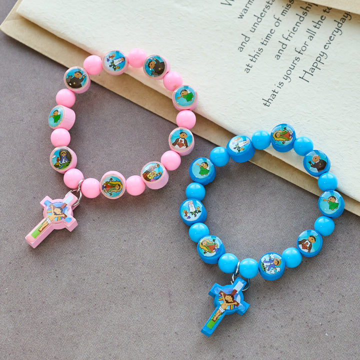 Christianartworkshop Children Faith Rosary Bracelet: Acrylic Beads & Cross Symbol for Little Hearts - Blue - image 0