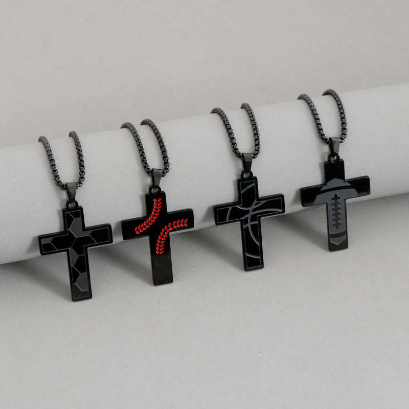 Christianartworkshop Personalizable Sport Cross Necklace: Faith Symbol & Hobby Details for Daily Wear - Rugby - Default - image 0