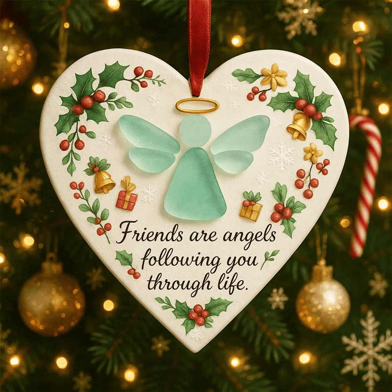 Christianartworkshop 2D Christmas Faith Ornament: Angel Symbol & Friendship Phrase for Holiday Joy - Heart Angel - image 0