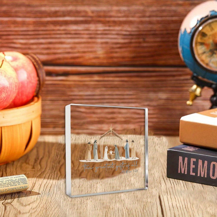 Christianartworkshop Acrylic Greatest Gift Transparent Ornament: Nativity Scene & Scripture for Desktop Decor - image 4