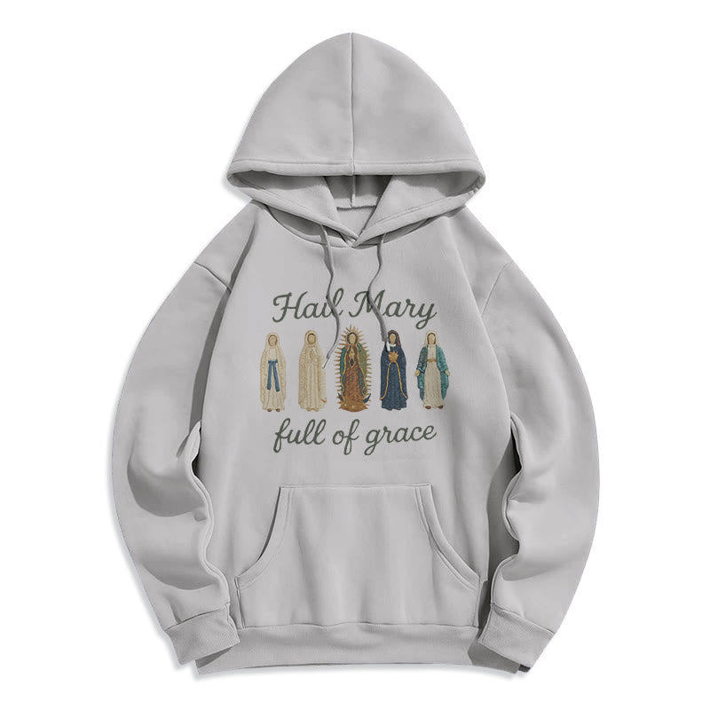 Christianartworkshop Hail Mary Full of Grace Fleece Lined Polyester Hoodie - Grey - 2XL - image 2