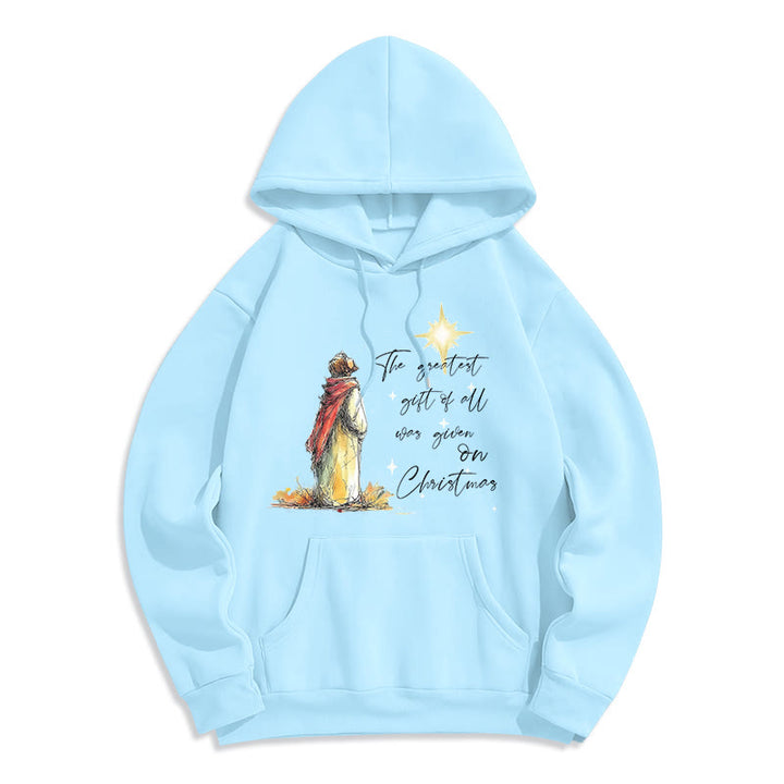 Christianartworkshop Christmas Star Themed Fleece Lined Polyester Hoodie - Blue - 2XL - image 4