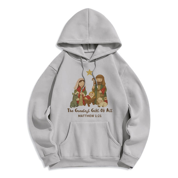 Christianartworkshop Christmas Faith & Warmth Fleece Lined Polyester Hoodie - Grey - 2XL - image 8