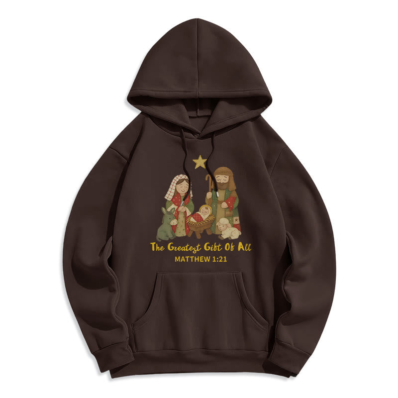 Christianartworkshop Christmas Faith & Warmth Fleece Lined Polyester Hoodie - Brown - 2XL - image 2