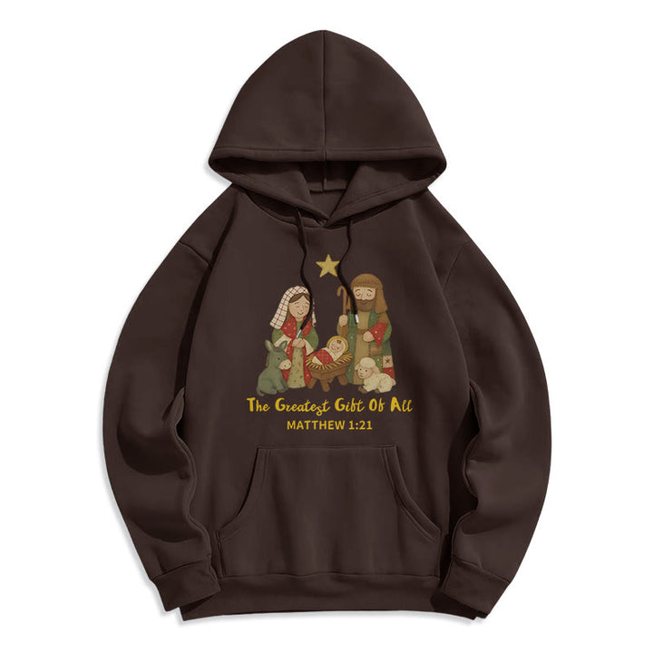Christianartworkshop Christmas Faith & Warmth Fleece Lined Polyester Hoodie - Brown - 2XL - image 2
