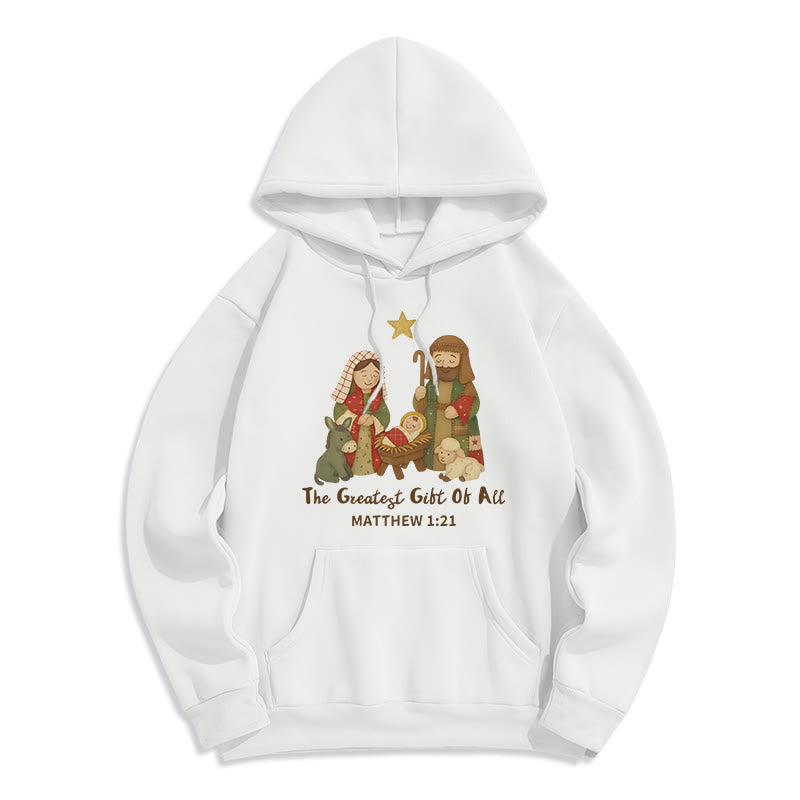 Christianartworkshop Christmas Faith & Warmth Fleece Lined Polyester Hoodie - White - 2XL - image 0