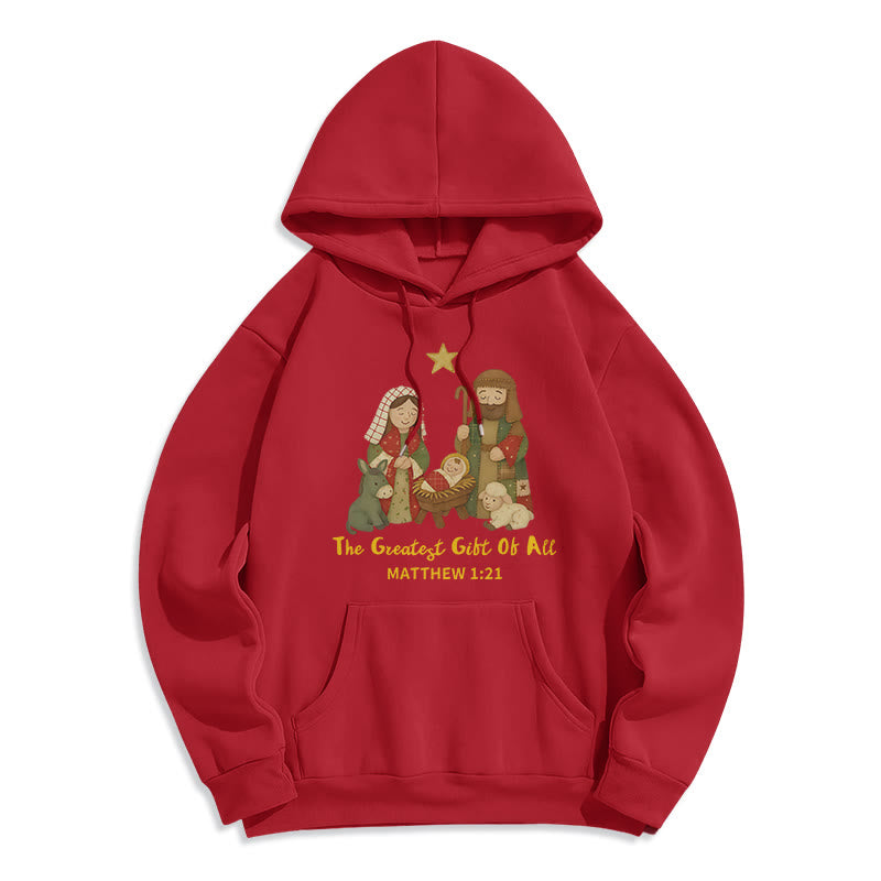 Christianartworkshop Christmas Faith & Warmth Fleece Lined Polyester Hoodie - Red - 2XL - image 5