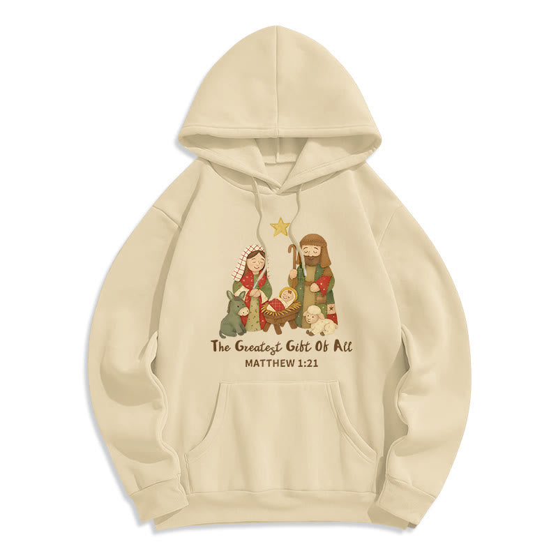 Christianartworkshop Christmas Faith & Warmth Fleece Lined Polyester Hoodie - Beige - 2XL - image 7