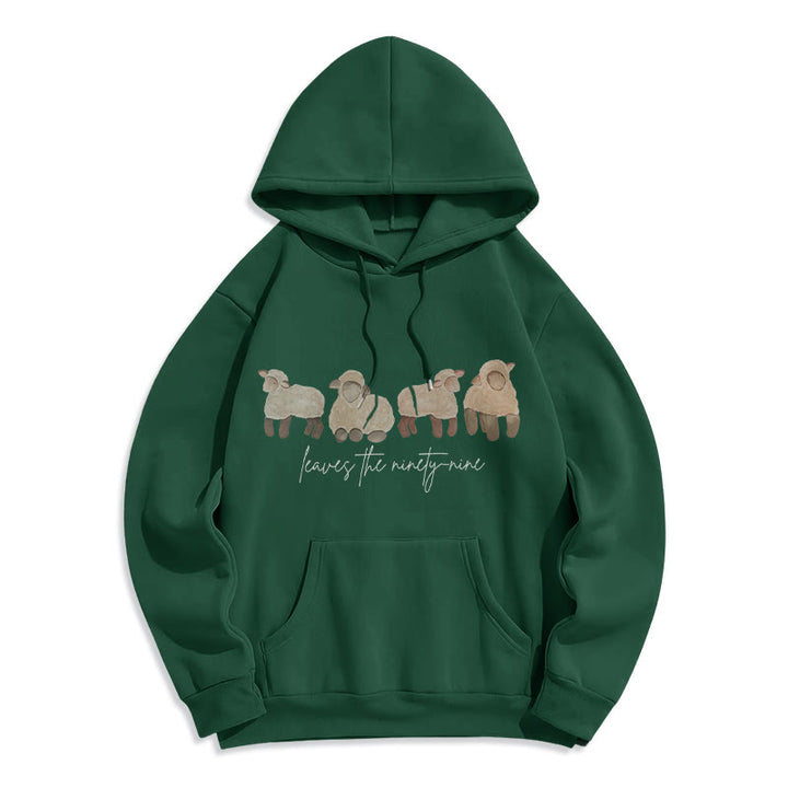 Christianartworkshop Sheep & Shepherd Phrase Fleece Lined Polyester Hoodie - Green - 2XL - image 7