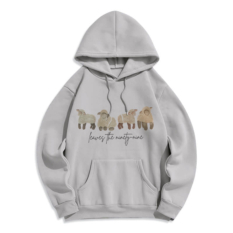 Christianartworkshop Sheep & Shepherd Phrase Fleece Lined Polyester Hoodie - Grey - 2XL - image 3