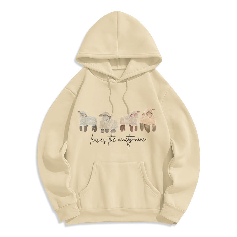 Christianartworkshop Sheep & Shepherd Phrase Fleece Lined Polyester Hoodie - Beige - 2XL - image 2
