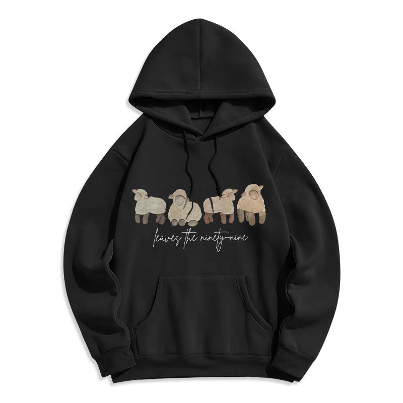 Christianartworkshop Sheep & Shepherd Phrase Fleece Lined Polyester Hoodie - Black - 2XL - image 6