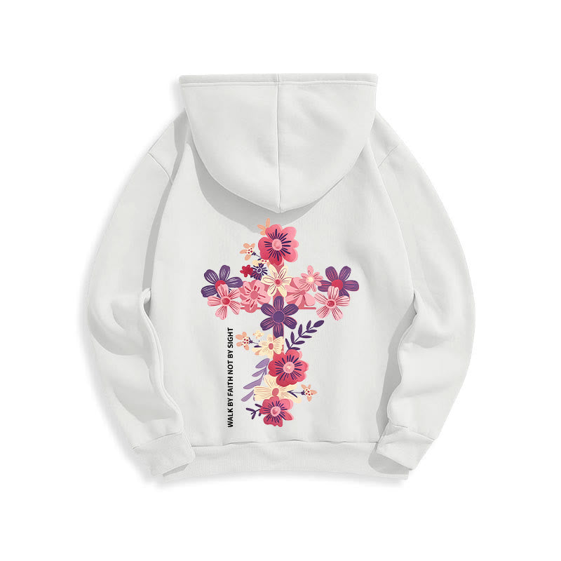 Christianartworkshop Jesus is the Light Floral Cross Faith Fleece Lined Polyester Hoodie - image 17