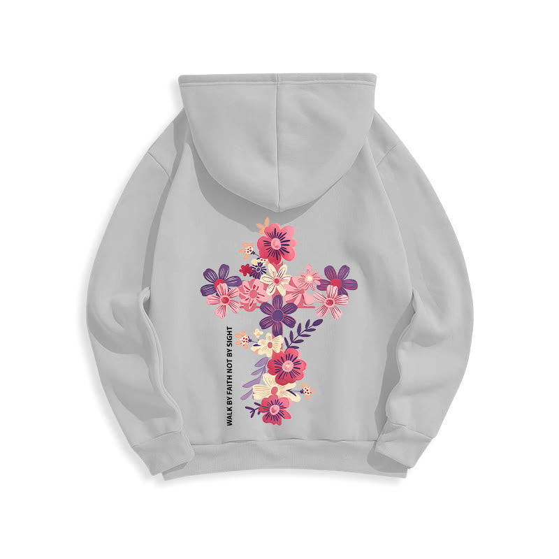 Christianartworkshop Jesus is the Light Floral Cross Faith Fleece Lined Polyester Hoodie - image 15