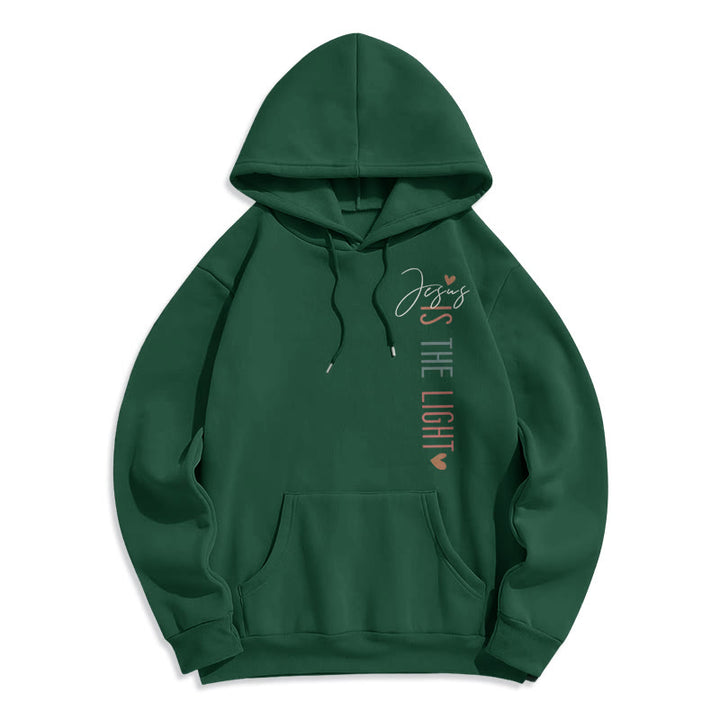 Christianartworkshop Jesus is the Light Floral Cross Faith Fleece Lined Polyester Hoodie - image 1