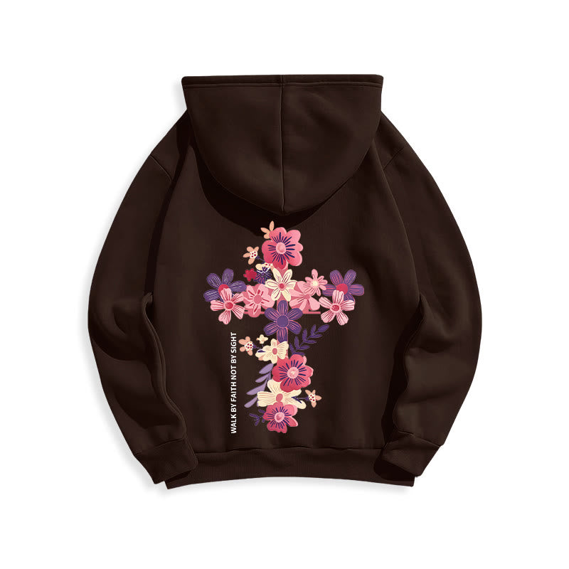 Christianartworkshop Jesus is the Light Floral Cross Faith Fleece Lined Polyester Hoodie - image 21