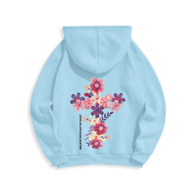 Christianartworkshop Jesus is the Light Floral Cross Faith Fleece Lined Polyester Hoodie - image 9