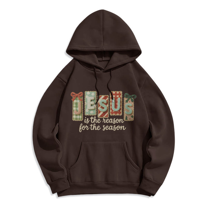 Christianartworkshop Christmas Jesus is the Reason Fleece Lined Polyester Hoodie - Brown - 2XL - image 7