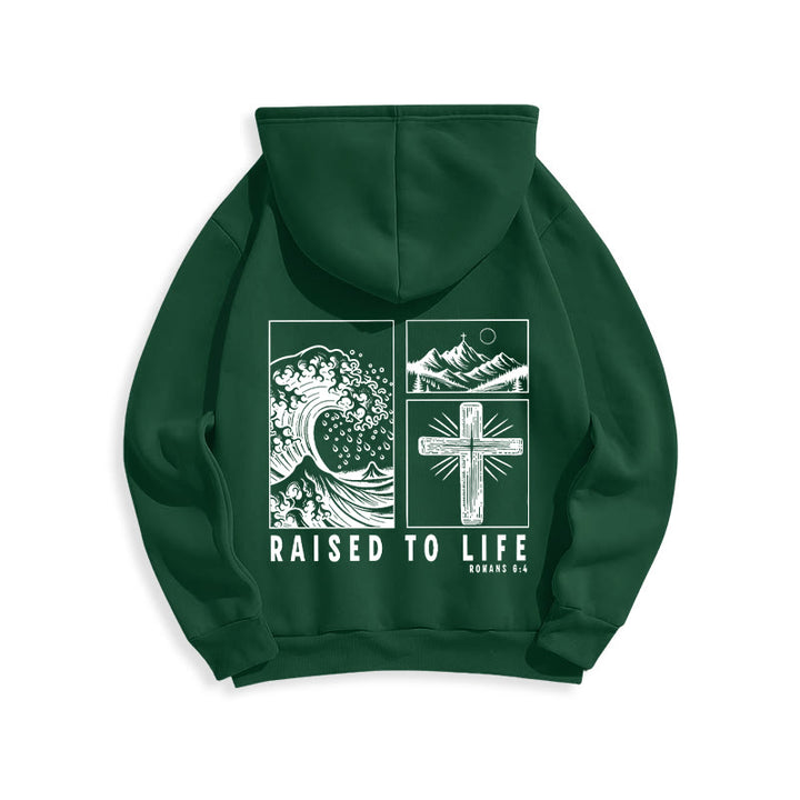 Christianartworkshop Romans 6:4 Raised to Life Fleece Lined Polyester Hoodie - image 8