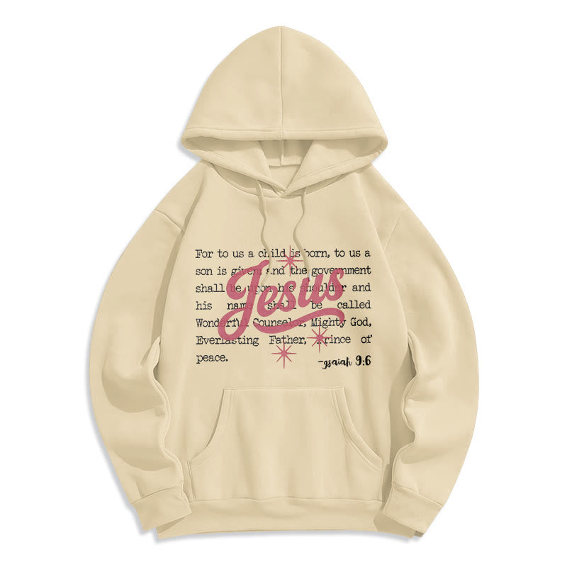 Christianartworkshop Jesus Christmas Isaiah 9:6 Prophecy Fleece Lined Polyester Hoodie - Beige - 2XL - image 7