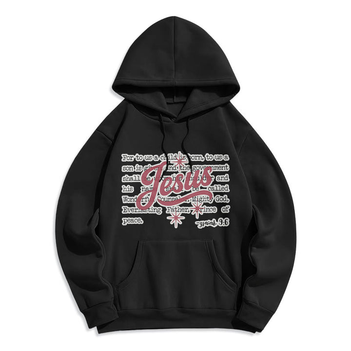 Christianartworkshop Jesus Christmas Isaiah 9:6 Prophecy Fleece Lined Polyester Hoodie - Black - 2XL - image 3