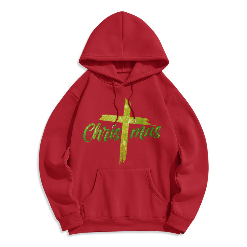 Christianartworkshop Christmas Cross Festive Fleece Lined Polyester Hoodie - Red - 2XL - image 6