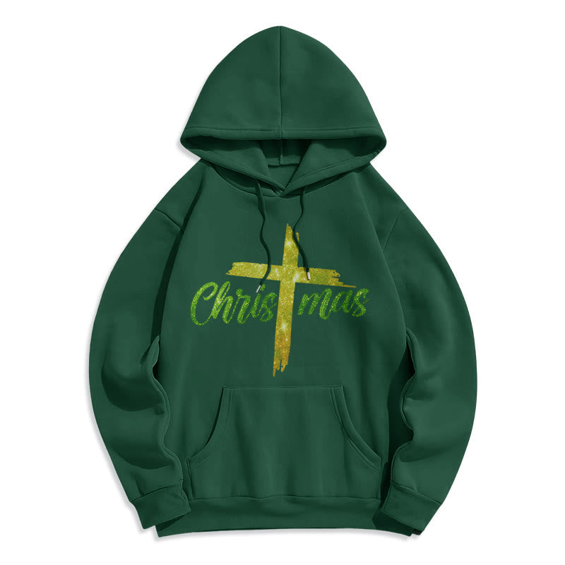 Christianartworkshop Christmas Cross Festive Fleece Lined Polyester Hoodie - Green - 2XL - image 5