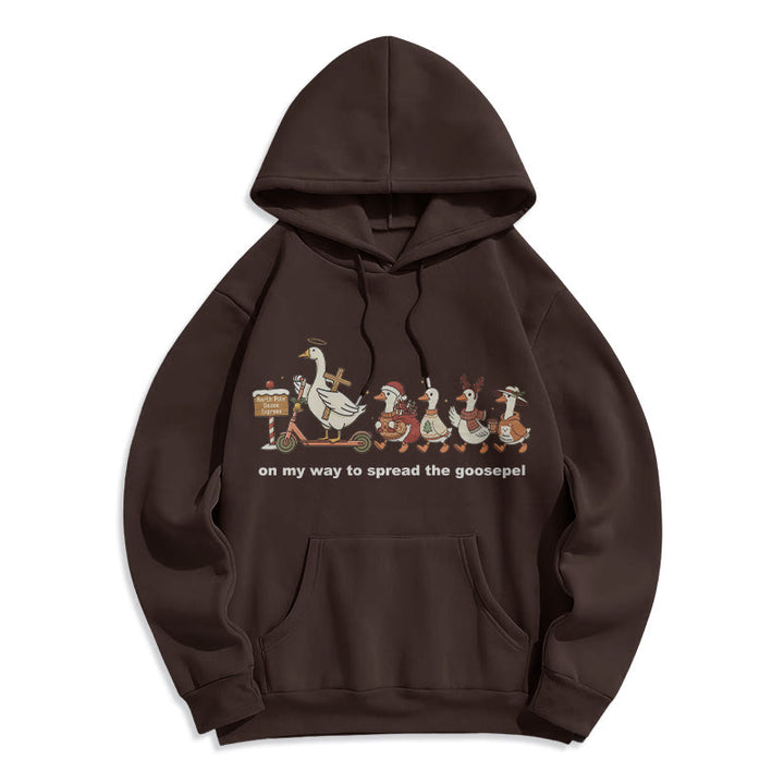 Christianartworkshop Playful Faith Christmas Fleece Lined Polyester Hoodie: Goospel Pun for Casual Outings - Brown - 2XL - image 5