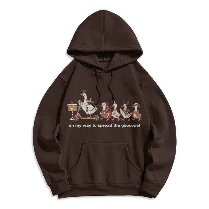 Christianartworkshop Playful Faith Christmas Fleece Lined Polyester Hoodie: Goospel Pun for Casual Outings - Brown - 2XL - image 5