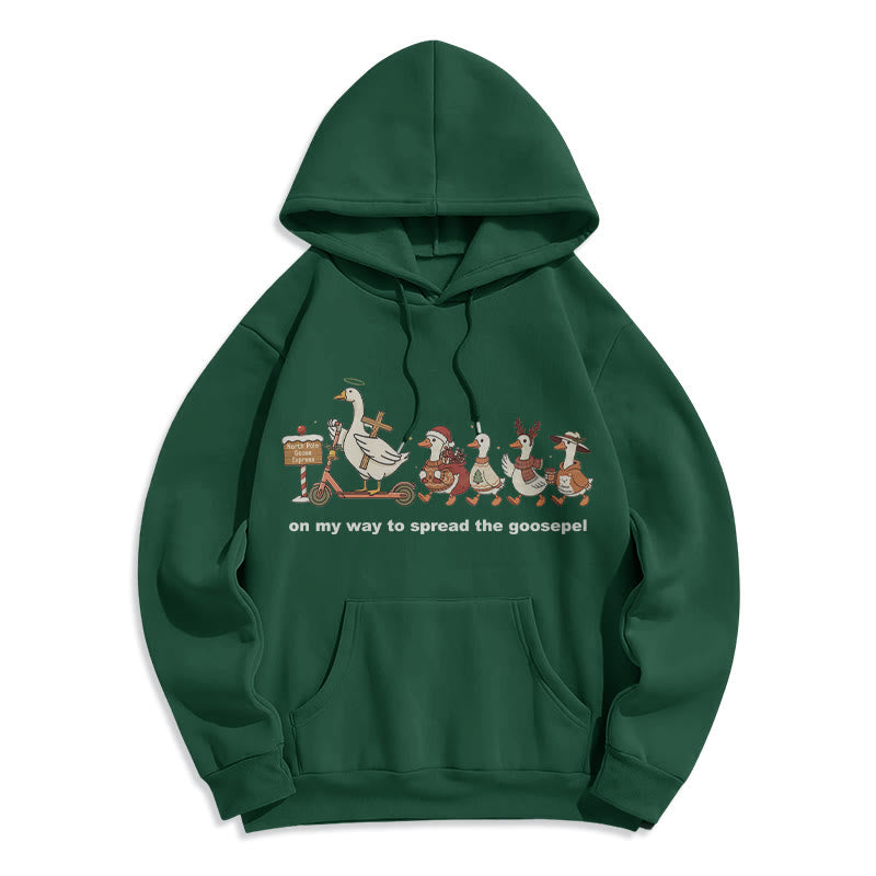 Christianartworkshop Playful Faith Christmas Fleece Lined Polyester Hoodie: Goospel Pun for Casual Outings - Green - 2XL - image 7