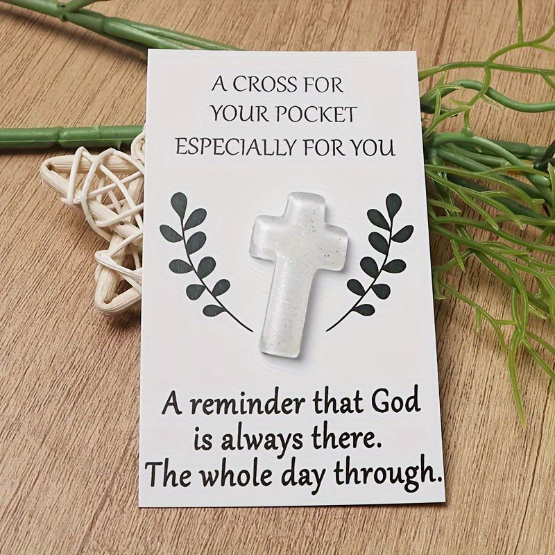 Christianartworkshop Glittered Pocket Cross: Portable Faith Reminder for Daily Carry - White - image 1