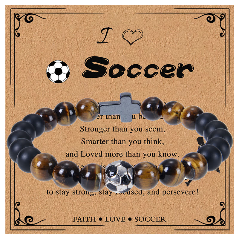Christianartworkshop Tiger Eye & Matte Sport Bracelet: Constant Strength Reminder for Daily Life - Soccer - image 2