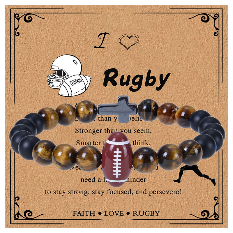 Christianartworkshop Tiger Eye & Matte Sport Bracelet: Constant Strength Reminder for Daily Life - Rugby - image 1