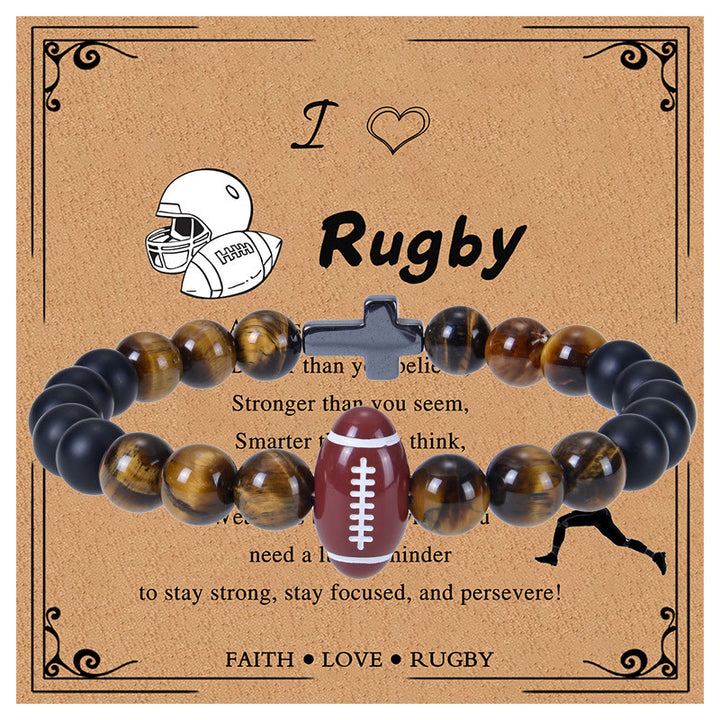 Christianartworkshop Tiger Eye & Matte Sport Bracelet: Constant Strength Reminder for Daily Life - Rugby - image 1
