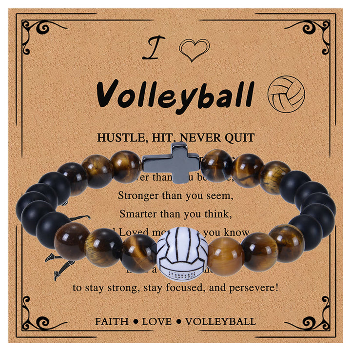 Christianartworkshop Tiger Eye & Matte Sport Bracelet: Constant Strength Reminder for Daily Life - Volleyball - image 3