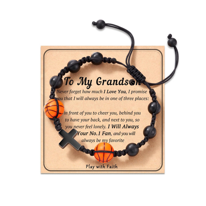 Christianartworkshop Sport-Themed Faith Bracelet: Heartfelt Message Card for Daily Wear - Basketball-Grandson - image 3