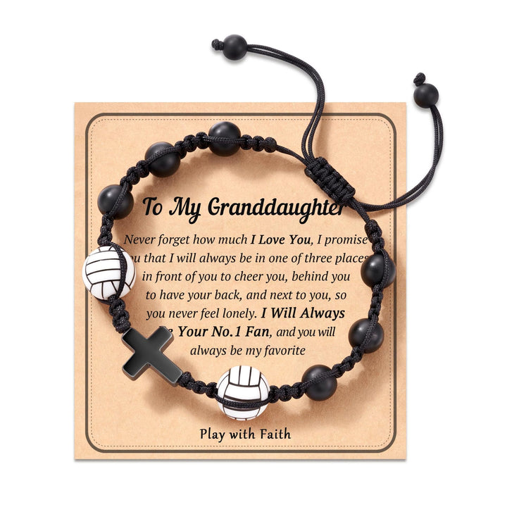 Christianartworkshop Sport-Themed Faith Bracelet: Heartfelt Message Card for Daily Wear - Volleyball-Granddaughter - image 1