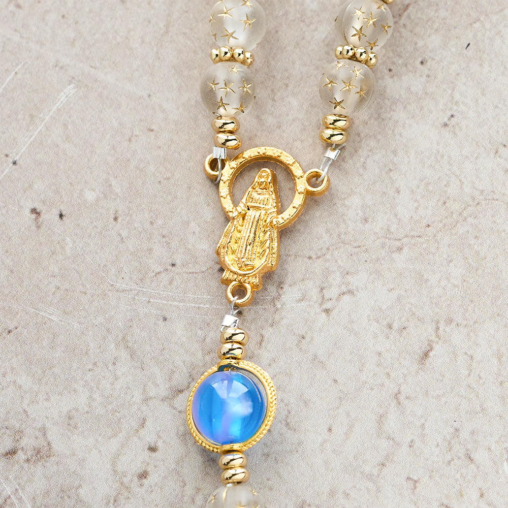 Christianartworkshop White Matte Star & Sea Blue Cat Eye Beads Rosary: Quiet Guide for Daily Devotion - image 8