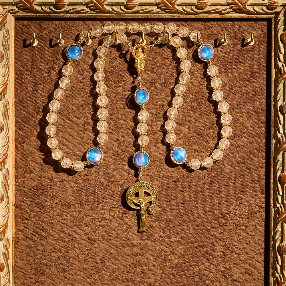 Christianartworkshop White Matte Star & Sea Blue Cat Eye Beads Rosary: Quiet Guide for Daily Devotion - image 2
