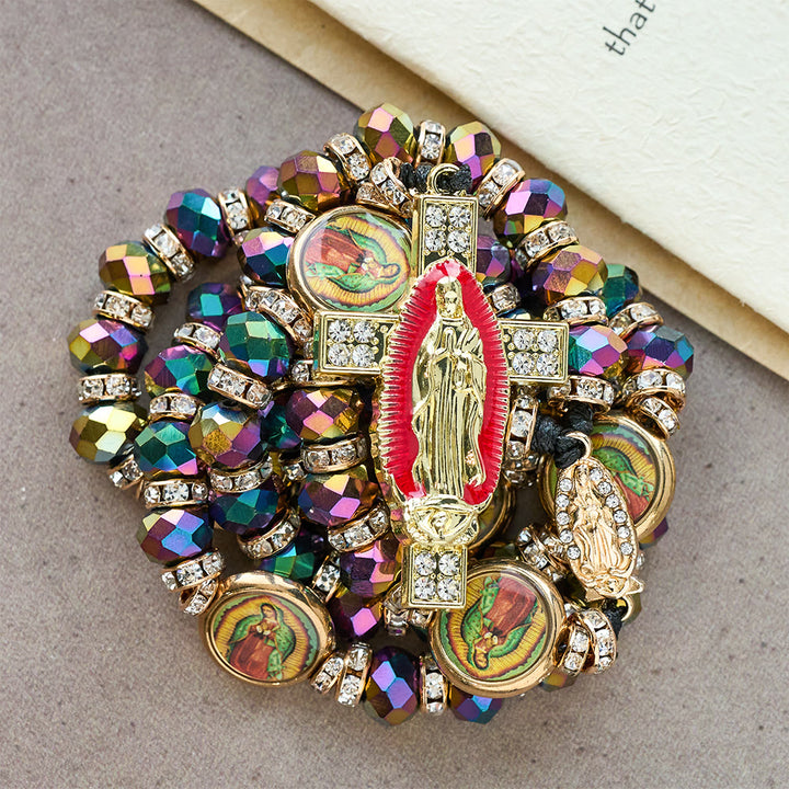 Christianartworkshop Iridescent Polyhedron Bead Rosary with Our Lady Cross: Constant Grace Reminder - image 7