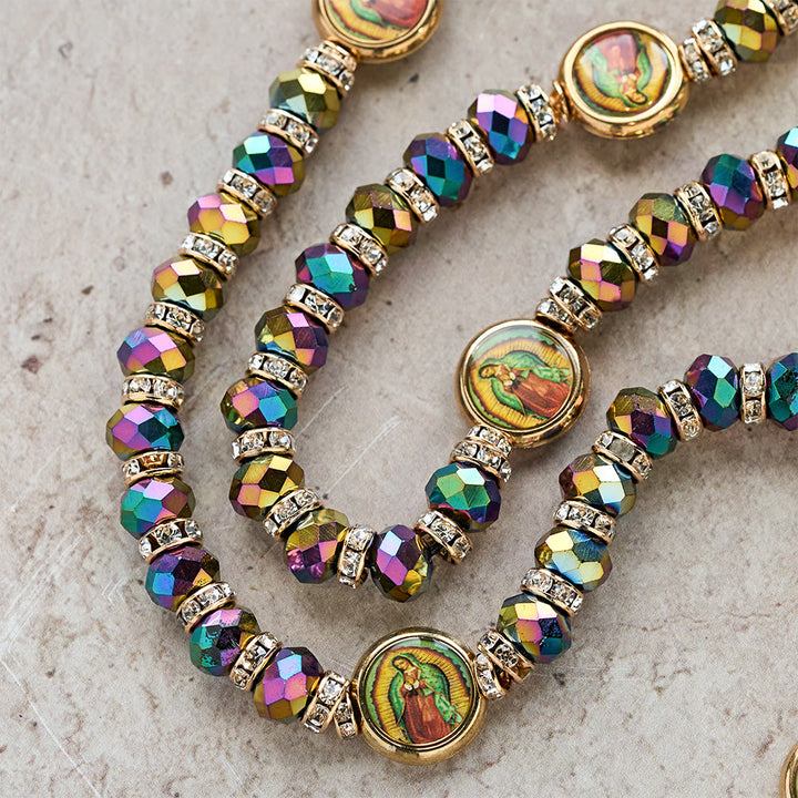 Christianartworkshop Iridescent Polyhedron Bead Rosary with Our Lady Cross: Constant Grace Reminder - image 8