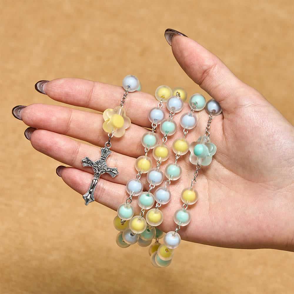 Christianartworkshop Pastel Floral Rosary with Jesus Heart Medal: Gentle Faith Companion for Prayer - image 1