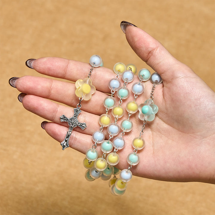 Christianartworkshop Pastel Floral Rosary with Jesus Heart Medal: Gentle Faith Companion for Prayer - image 1