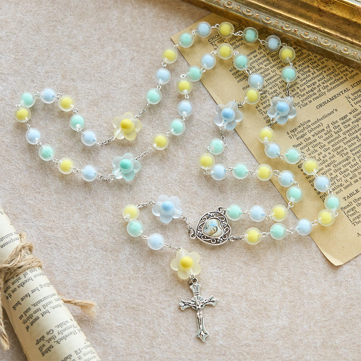 Christianartworkshop Pastel Floral Rosary with Jesus Heart Medal: Gentle Faith Companion for Prayer - image 6