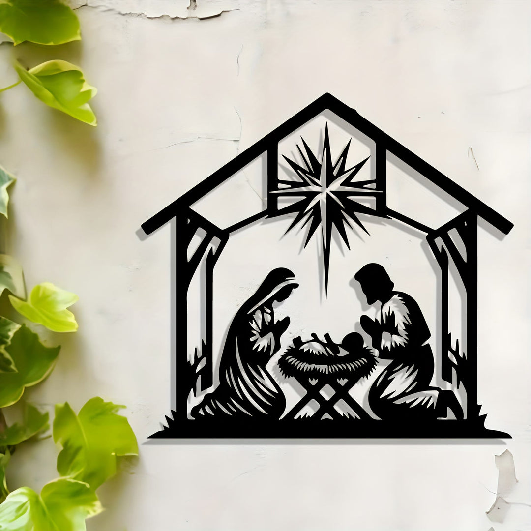 Christianartworkshop Nativity Star Metal Wall Decor: Daily Faith Reminder for Spaces - Black - 15.75''*14.7''/40*37.33cm - image 0