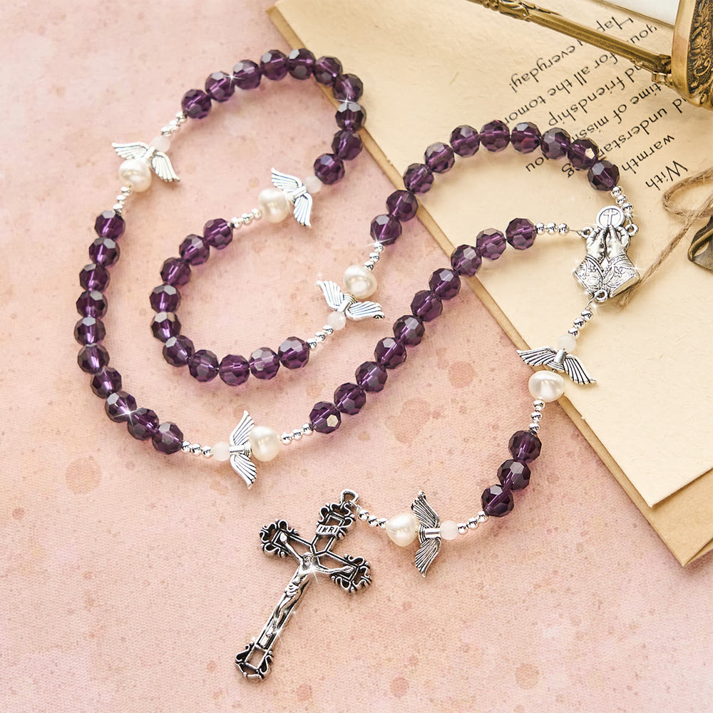 Christianartworkshop Angel-Wreathed Purple Rosary: Let Angels Weave Grace Into Your Prayers - image 1