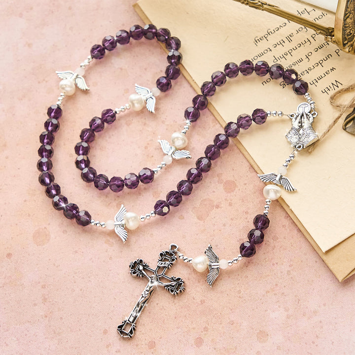 Christianartworkshop Angel-Wreathed Purple Rosary: Let Angels Weave Grace Into Your Prayers - image 1