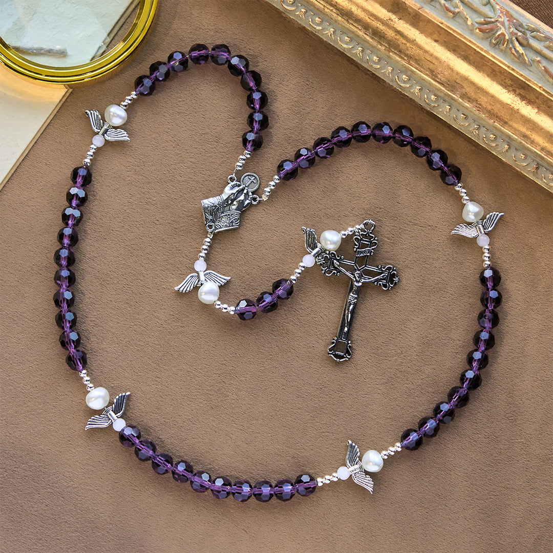 Christianartworkshop Angel-Wreathed Purple Rosary: Let Angels Weave Grace Into Your Prayers - image 5