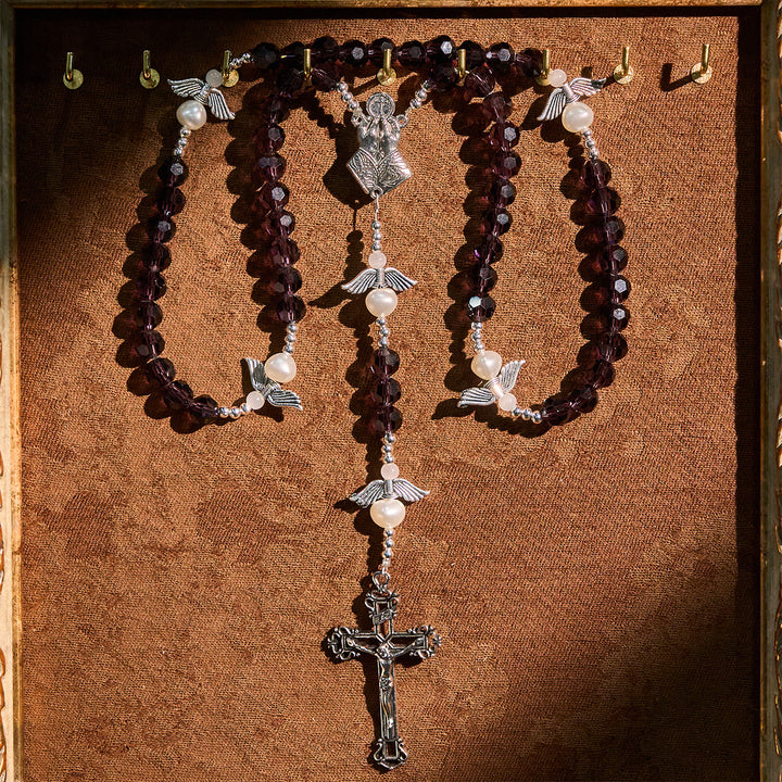 Christianartworkshop Angel-Wreathed Purple Rosary: Let Angels Weave Grace Into Your Prayers - image 2
