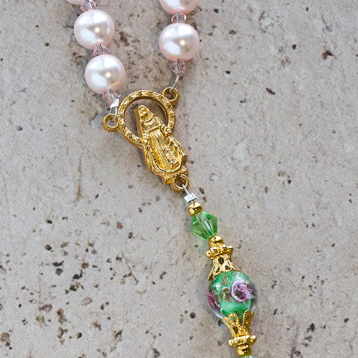 Christianartworkshop Heavenly Pink Beads St. Jude Devotion Rosary with Floral Beads of Sacred Grace - image 8